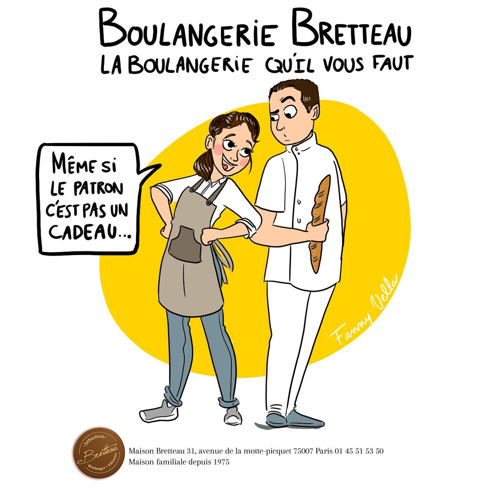 Illustration humoristique de la Boulangerie Bretteau